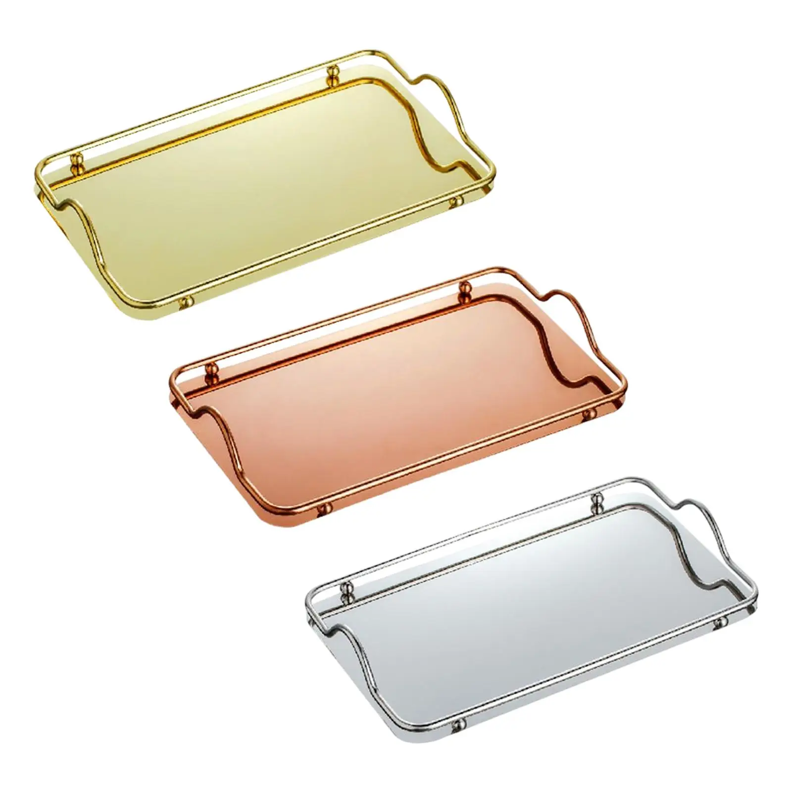 

Delicate Rectangular Fruit Plate Vanity Decor Snack Nut Dessert Candy Metal Centerpiece Serving Bowl for