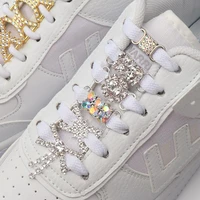 2pcs fashion af1 shoe charms colorful rhinestone sneaker charms girl gift shoe decoration diy shoelaces buckles shoes accesories