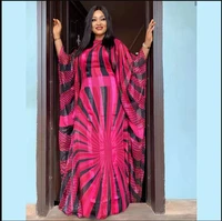 african dresses for women african clothes colorful diamond chiffon robe bazin riche batwing sleeve loose evening dress