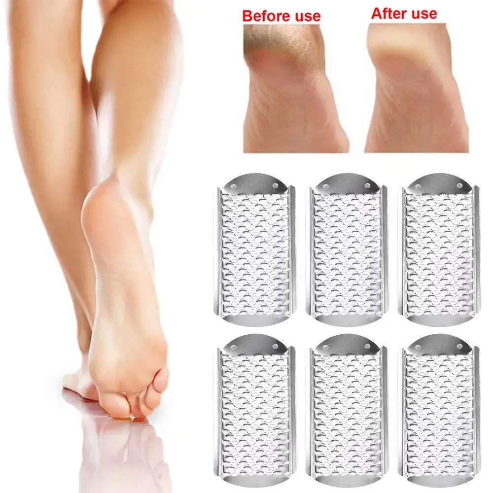 Foot File Callus Remover 100pcs Replacement Blades Pedicure Rasp Detachable Stainless Feet Scrubber for Wet Dry Hard Skin Remove
