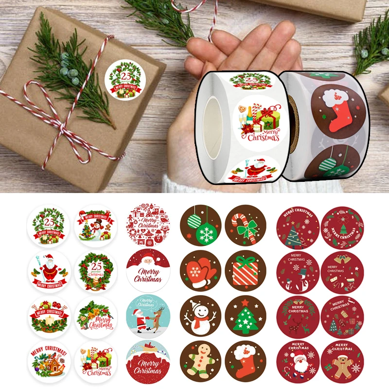 

30/500Pcs Merry Christmas Decorative Sticker Santa Elk Adhesive Scrapbook Stickers Xmas Gifts Label Envelop Seals Cards Package