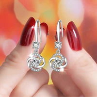 real tibetan silver 925 earrings prevent allergy jewelry white zircon drop earrings fashion wedding accessories