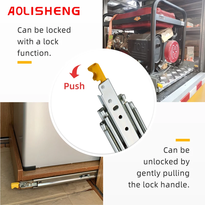 Промышленные сверхпрочные выдвижные ящики AOLISHENG с замком D2576 3-складной полный
