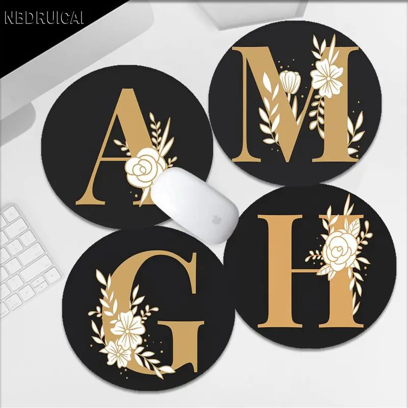 

Letters And Flowers DIY Round Office Computer Desk Mat Table Keyboard Big Mouse Pad Laptop Cushion Non-slip For PC Desk Pad