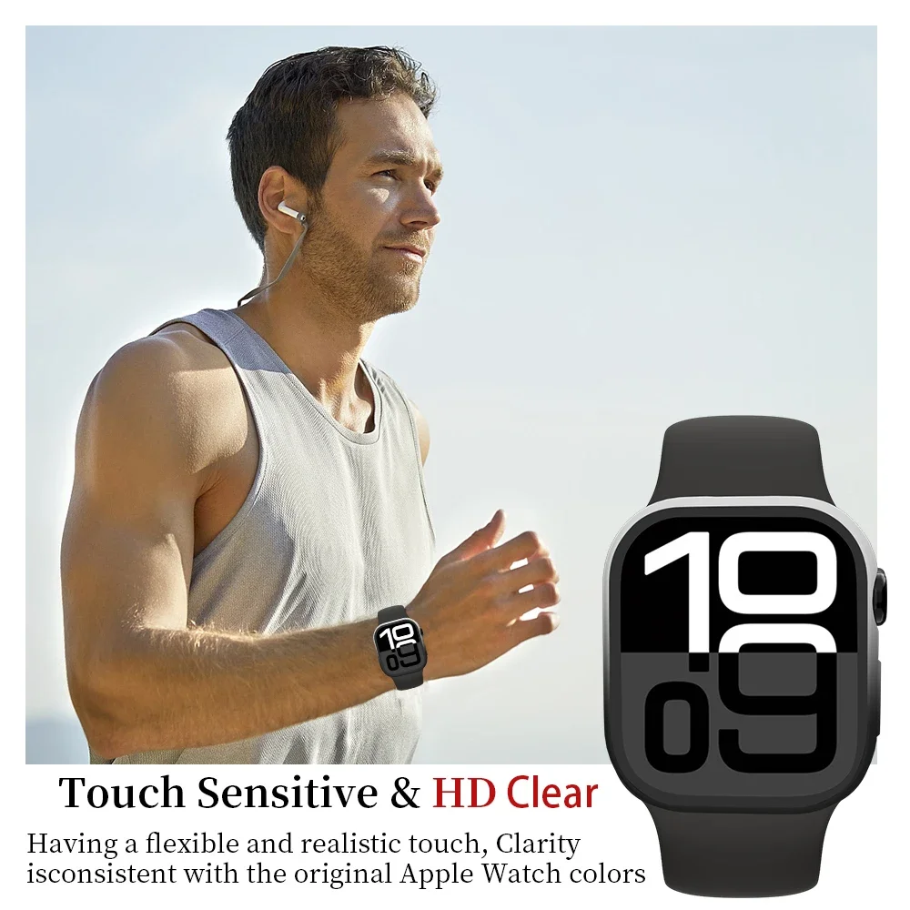 Чехол градиентного цвета для Apple Watch Cover Serie 10 9 8 7 6 SE 5 стеклянная защитная пленка