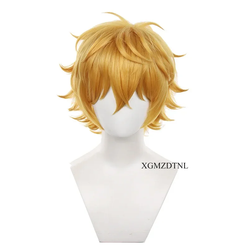 Парик для косплея аниме ветровка акихико нирей термостойкие волосы из желтого
