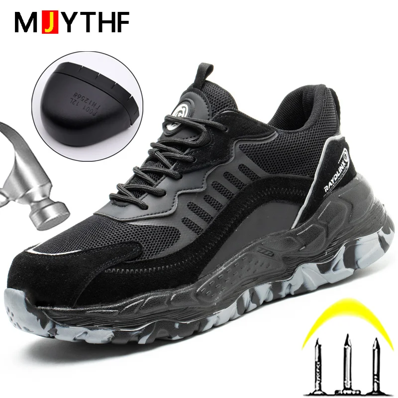 

2023 New Work Boots Safety Steel Toe Shoes Men Military Boots Anti-puncture Safety Boots Protective Shoes Sneakers Plus Size 49