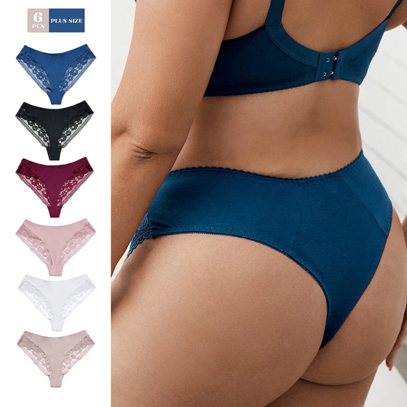 BEAUWEAR 6 шт./лот комплект трусиков больших размеров для женщин нижнего белья из