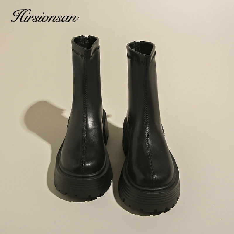 Hirsionsan осенне-зимние женские ботильоны на платформе повседневная обувь молнии