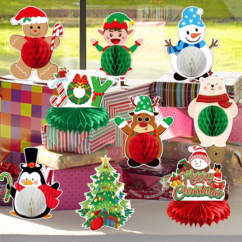 9 шт. украшения для рождественской вечеринки сотовые центральные элементы столов