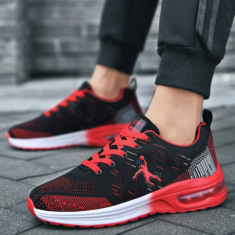 Summer Knitting Air Cushion Running Shoes Unisex Non-slip Men Training Shoes Breathable Men's Running Sneakers Large Size 36-47