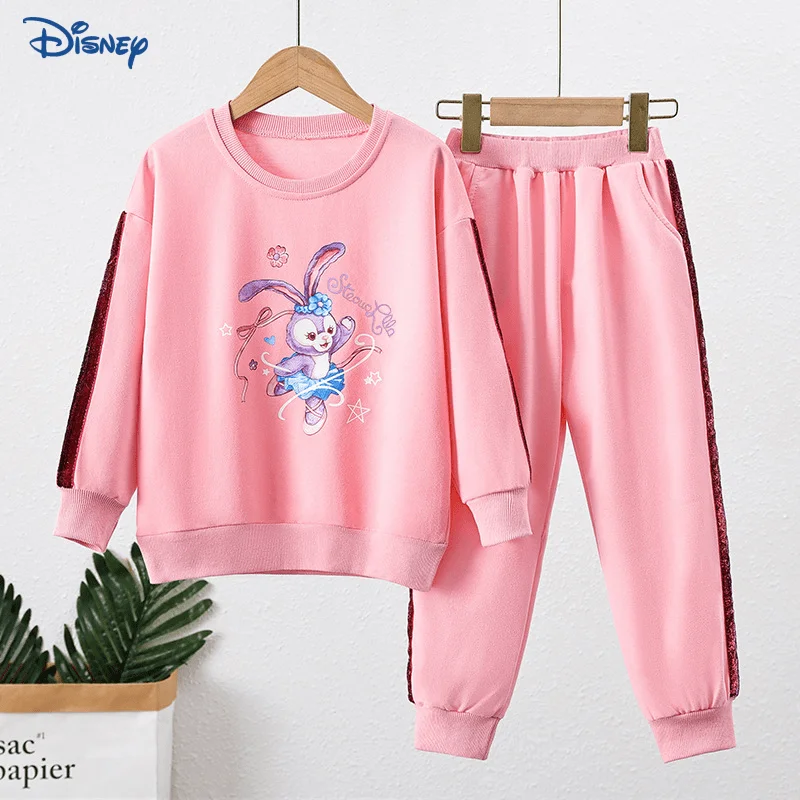 

Комплект хлопковой одежды для маленьких девочек Disney StellaLou, толстовка + брюки, весна-осень, детская одежда, костюм, повседневный Топ, детская о...