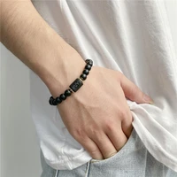 black stone beads 12 constellation couple stretch bracelet mens bracelet black frosted black onyx beaded bracelet