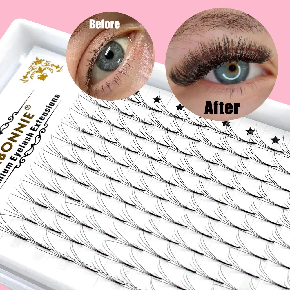 

ABONNIE Long Stem Russian Volume Eyelash Extensions Premade Fans 3D/4D/5D/6D Curl C/D 8-15mm Length Long Lasting