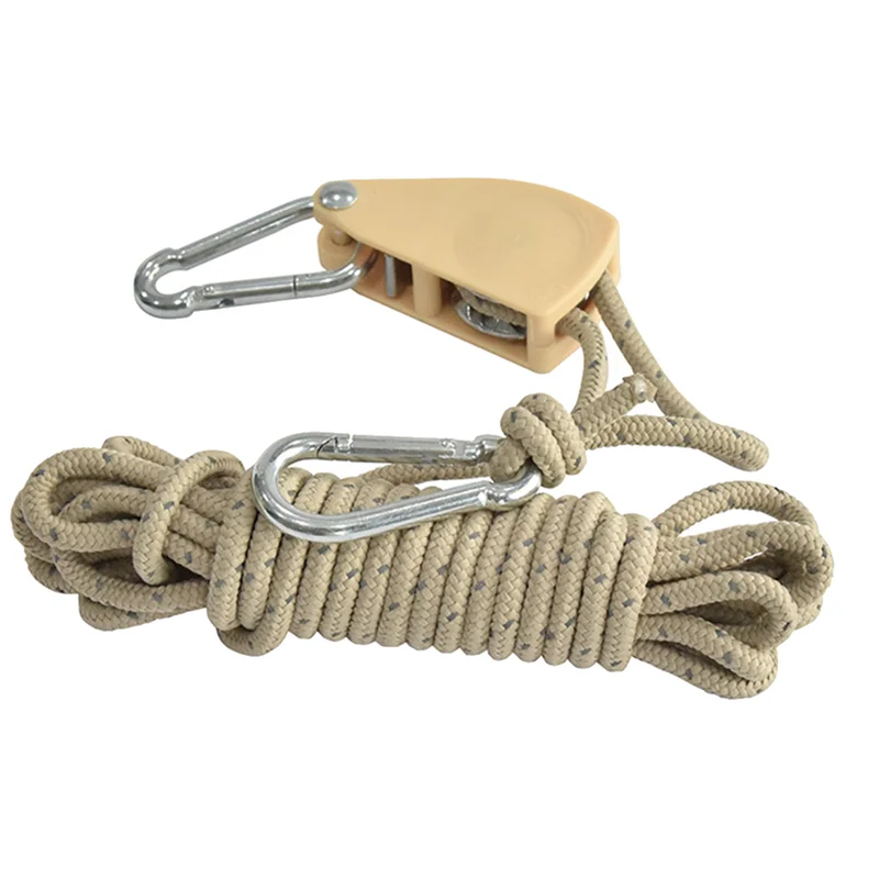 

Adjustable Lanyard Hanging for Tent Fan Lamp Pulley Rope Ratchet Hanger Lifting Pulley Hook Camping Stop Buckles