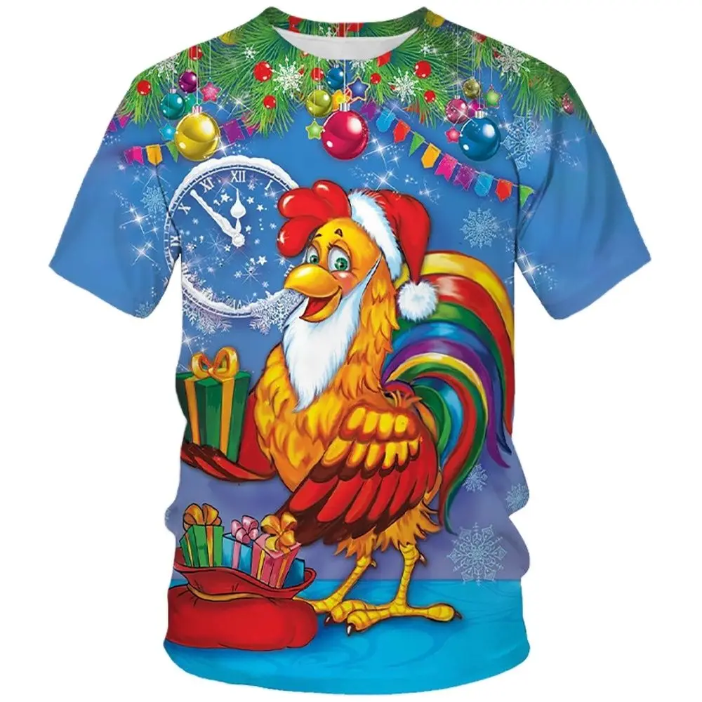 

Summer Fashion Harajuku 3D Print Men's T-shirts Cute Chicken Streetwear Short Sleeve Anime Clothes Oversized T Shirts
