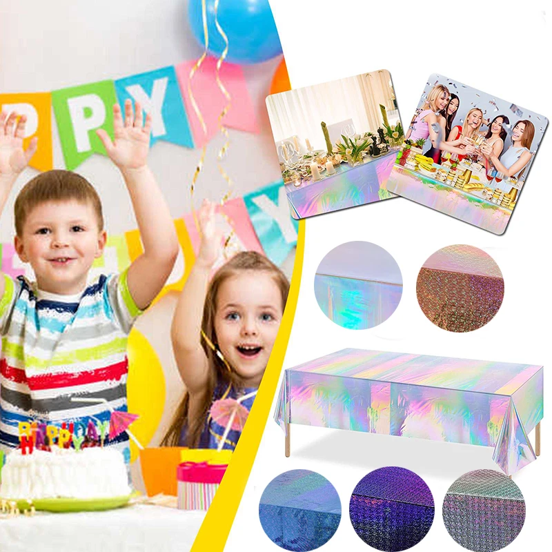 

Настольная розовая Радужная декоративная одноразовая пластиковая настольная ткань для дня рождения девочек, 137x274 см