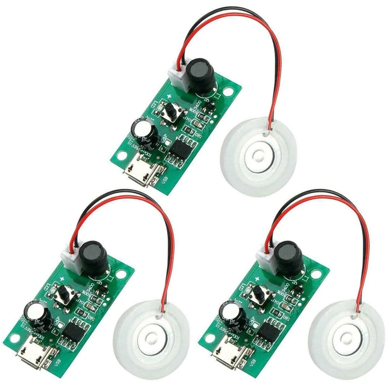 

3Pcs Mist Maker Atomization Plate With 5V USB Humidifier Module Integrated Circuit Board Driver With Timing Switch