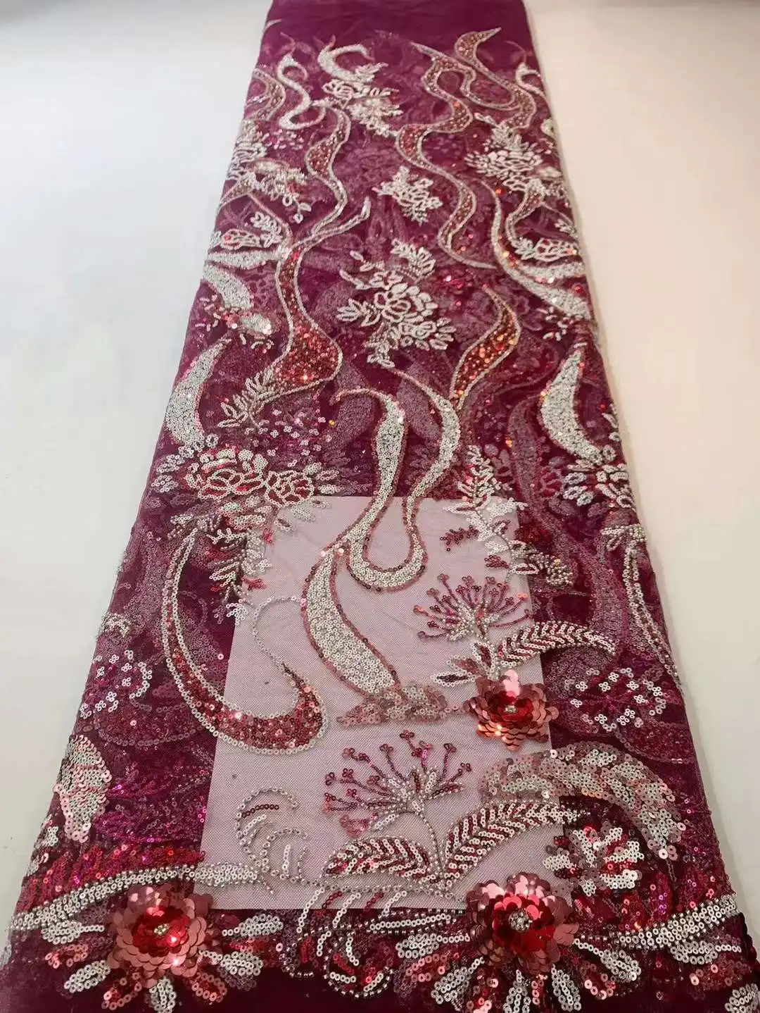 

African Tulle Lace Fabric 5yards High Quality Embroidery French Groom Sequins Net Lace Fabric Party Wedding Material For Sewing