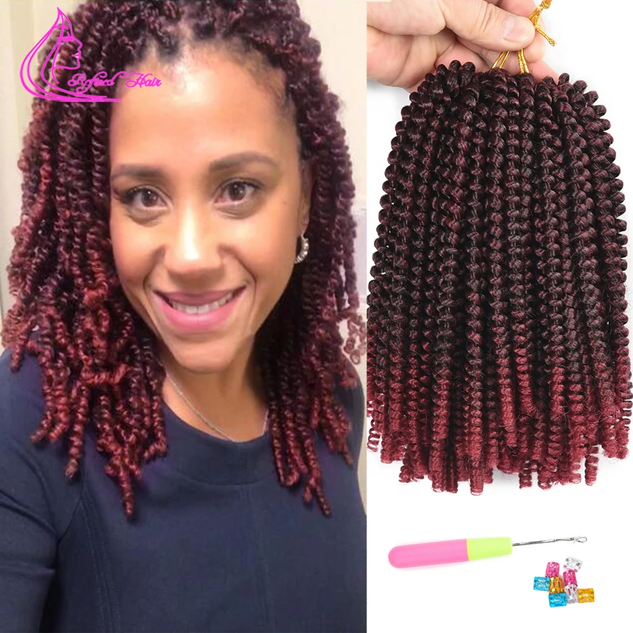 

Synthetic Spring Twist Hair 8 Inch Free Tress Crochet Braiding Hair Ombre Colors Hair Extensions for black woman 30 Strands/Pack