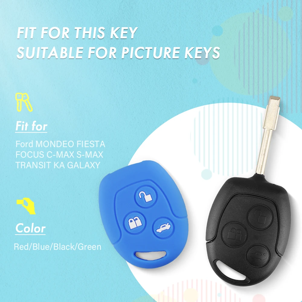 Силиконовый чехол KEYYOU для ключей с 3 кнопками Ford Focus Mondeo Galaxy фестиva Fusion Fiesta KA |