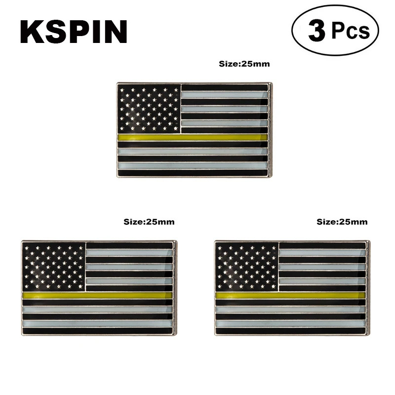 

U.S.A Police Yellow Lapel Pin Brooches Pins Flag badge Brooch Badges