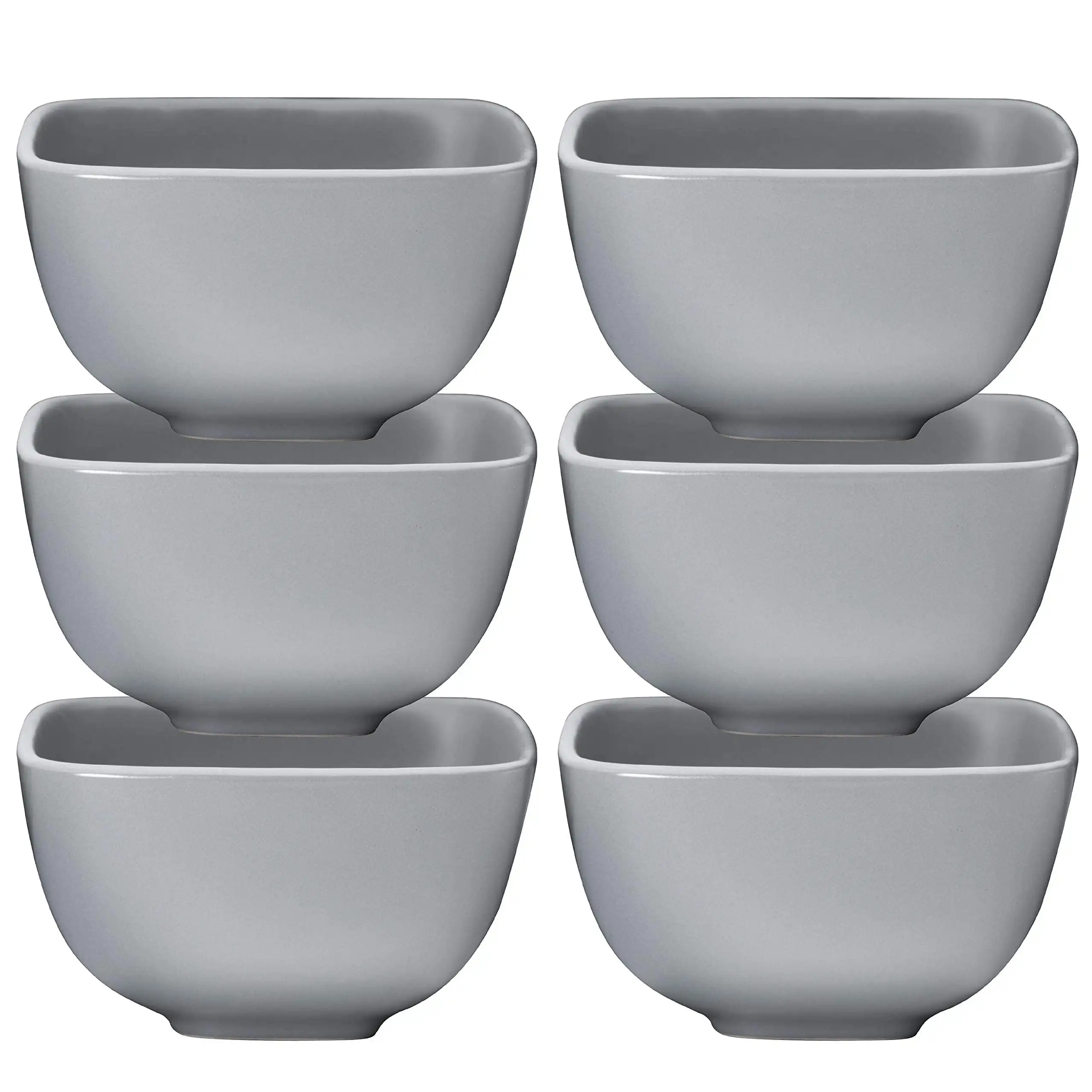 

Porcelain Square Bowls Set of 6 Cereal Salad Pasta Bowls Set 26oz, Gray