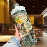 2l water bottle with straw portable large capacity fitness bike cup summer cold water jug with time marker sports water bottle