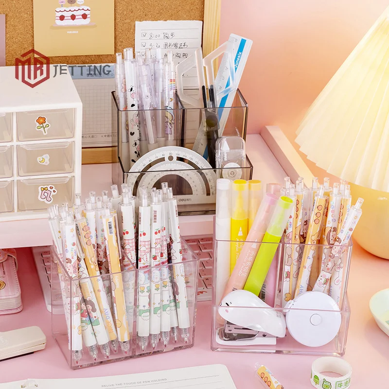 

Ins Style Transparent Acrylic Square Multi Grid Pen Holder Storage Rack Large Capacity Desk Pencil Rack School Office Stationery