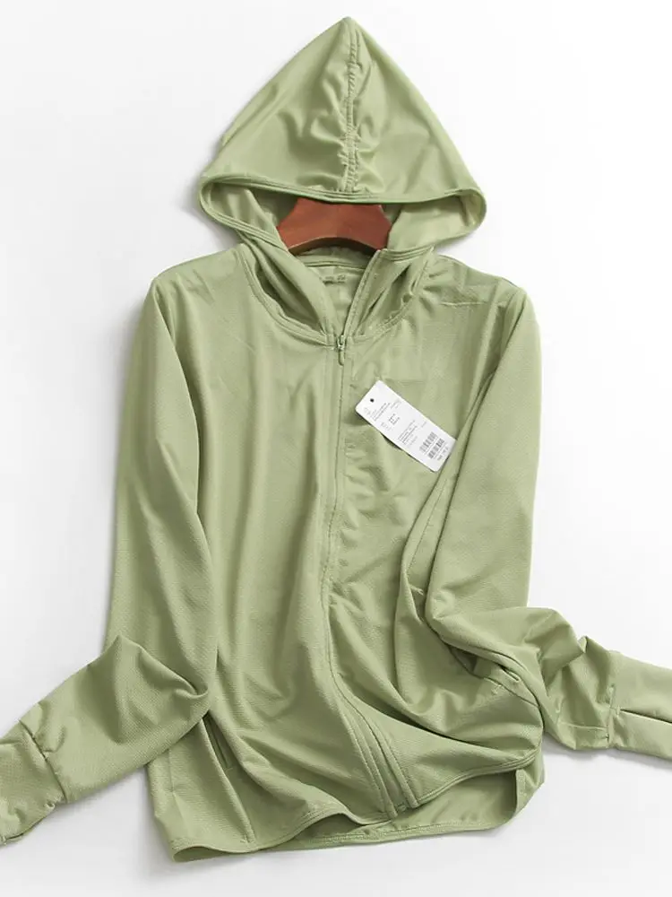 

Women's Thin Hooded Zipper Sun Protection Clothes Spring Summer Long Sleeve Jacket