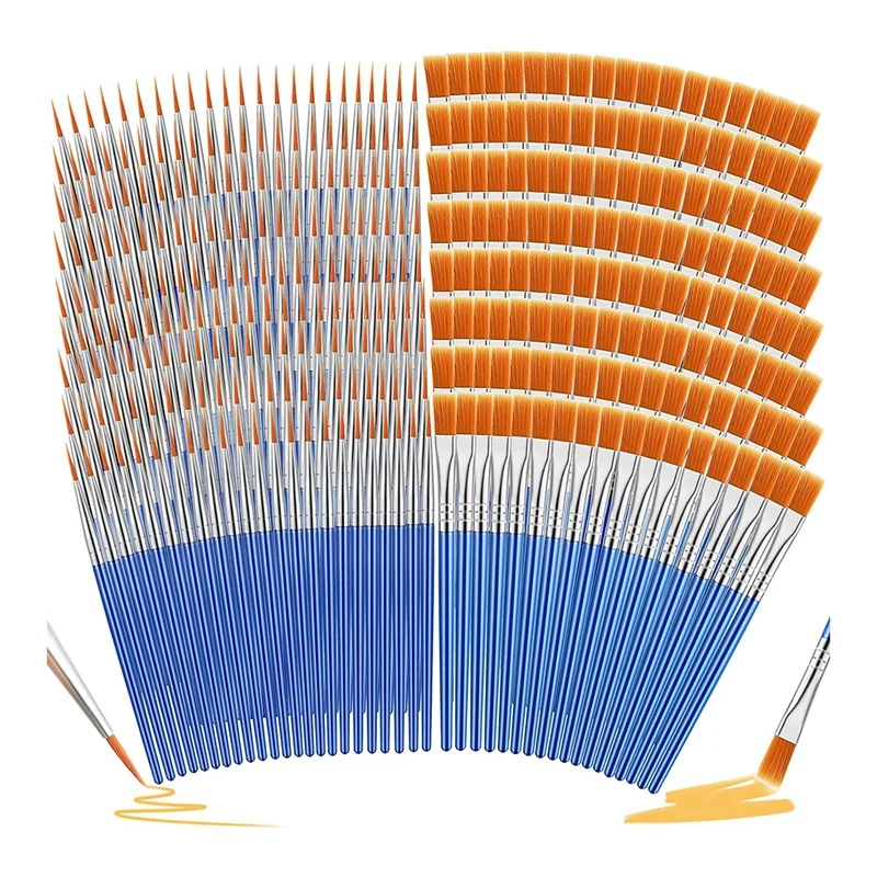 

500 Pcs Paint Brushes Bulk Small Round Flat Paint Brushes Set Flat Tip Paint Brushes Fine Detail Acrylic Paint Brush