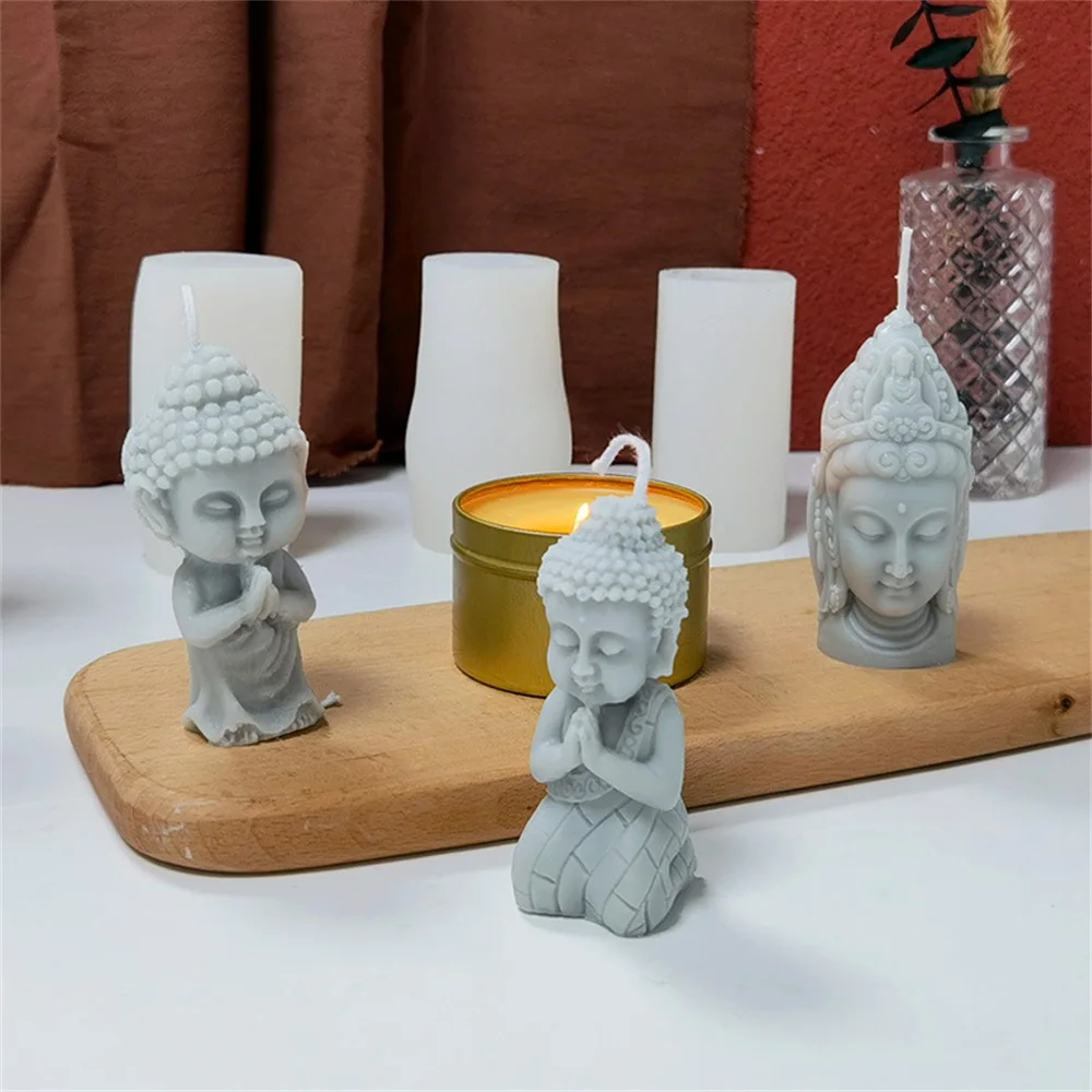 DIY Handgemachte Gips Seife Buddha Silikon Form Buddhistische Kerze Herstellung Form Religiöse Glauben Gebet Handwerk Ornamente Herstellung Werkzeug