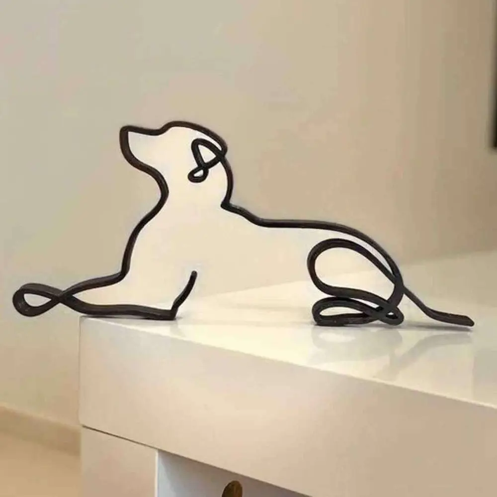 

Metal Dog Minimalist Art Sculpture Iron Art Dog Miniatures Home Office Decoration Accessories Animal Shape Desktop Ornament