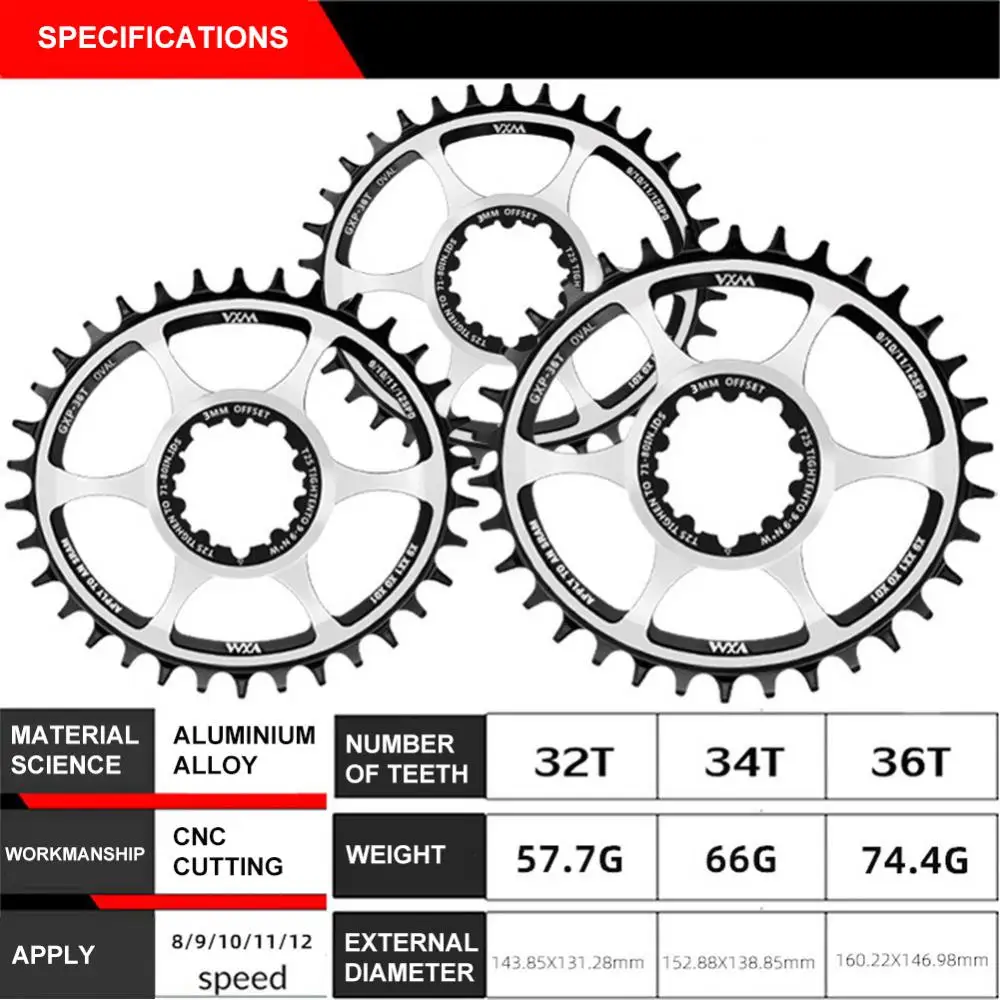

Bicycle Narrow Wide Chainring Oval For Boost DUB GXP 3MM Offset Direct Mount X9 X0 XX1 X01 32T 34T 36T MTB Bike Chainwheel