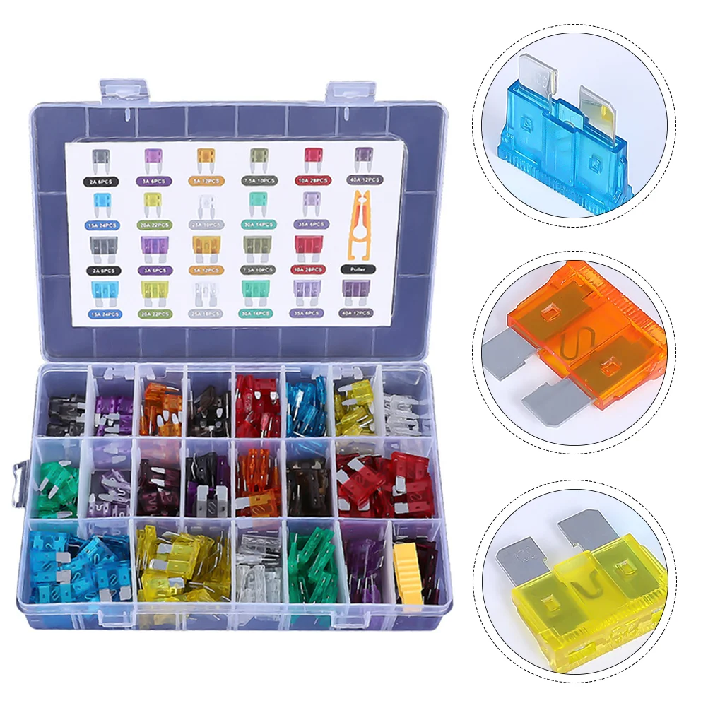 

300 Pcs Car Fuse Blade-type Fuses Automotive Assortment Kit Low Profile Mini Accessories Puller Tool Replacement