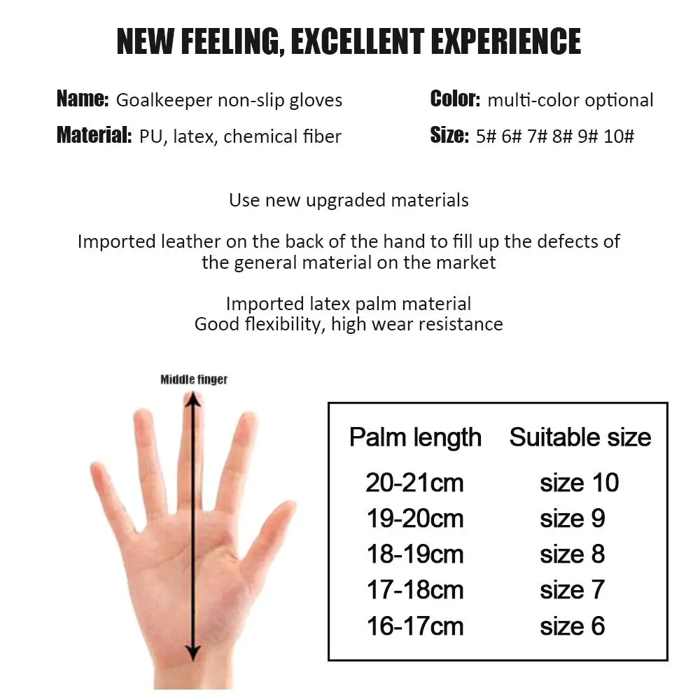 Wear-Resistant Latex Finger Gloves Football Goalkeeper Non-Slip Protective Gear Outdoor Sports Professional Soccer Goalie Gloves