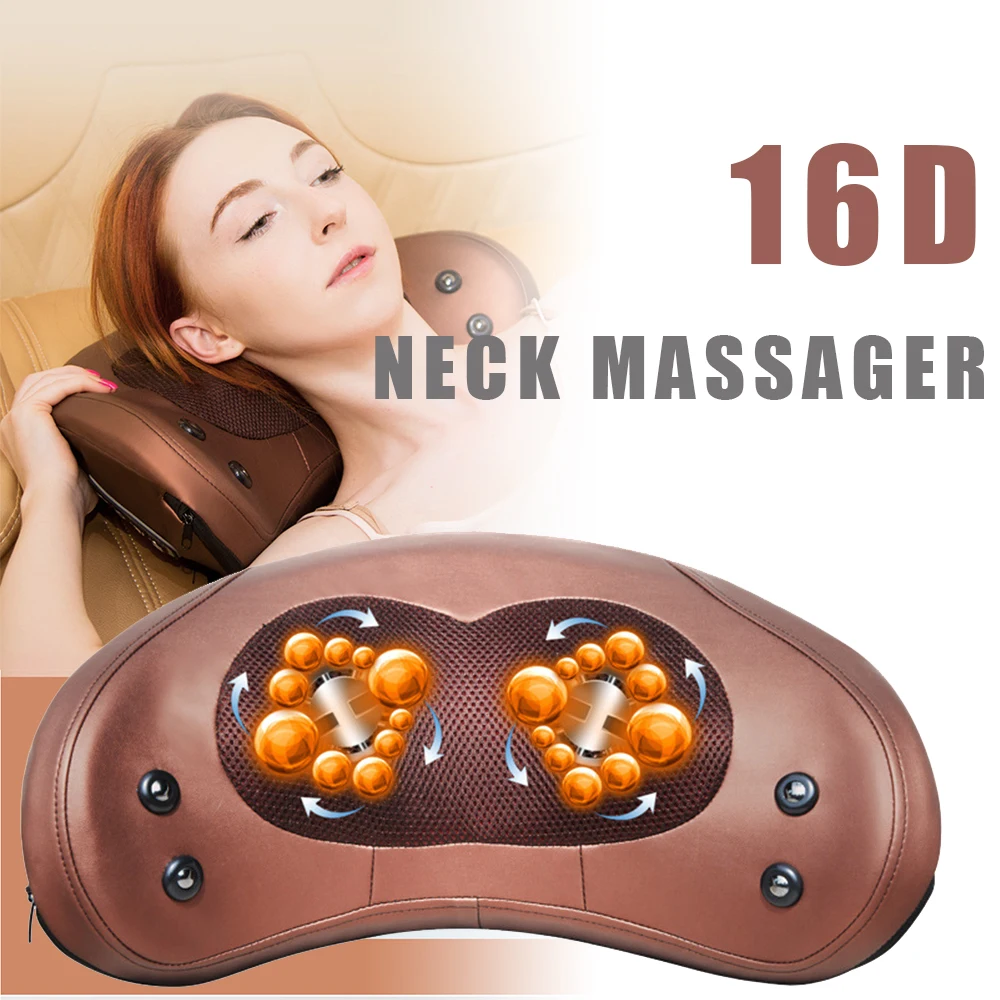 

Heating Electric Neck Massage Pillow 10D Vibrating Waist Massage Pillow Shiatsu Neck Back Shoulder Body Pain Relief Car Home