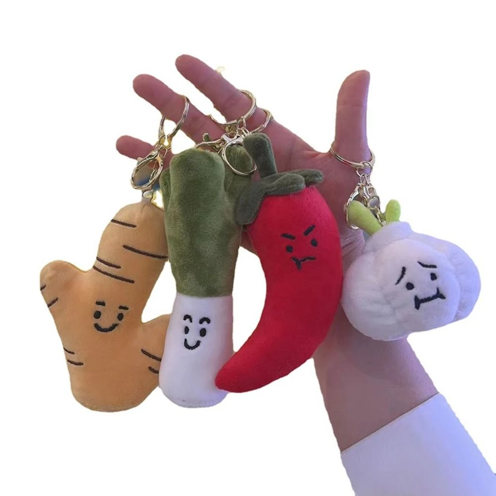 Cartoon Funny Plant Plush Doll Keychain Scallion Gifts Cute Bag Pendant Schoolbag Accessories Vegetable Car Key Ring