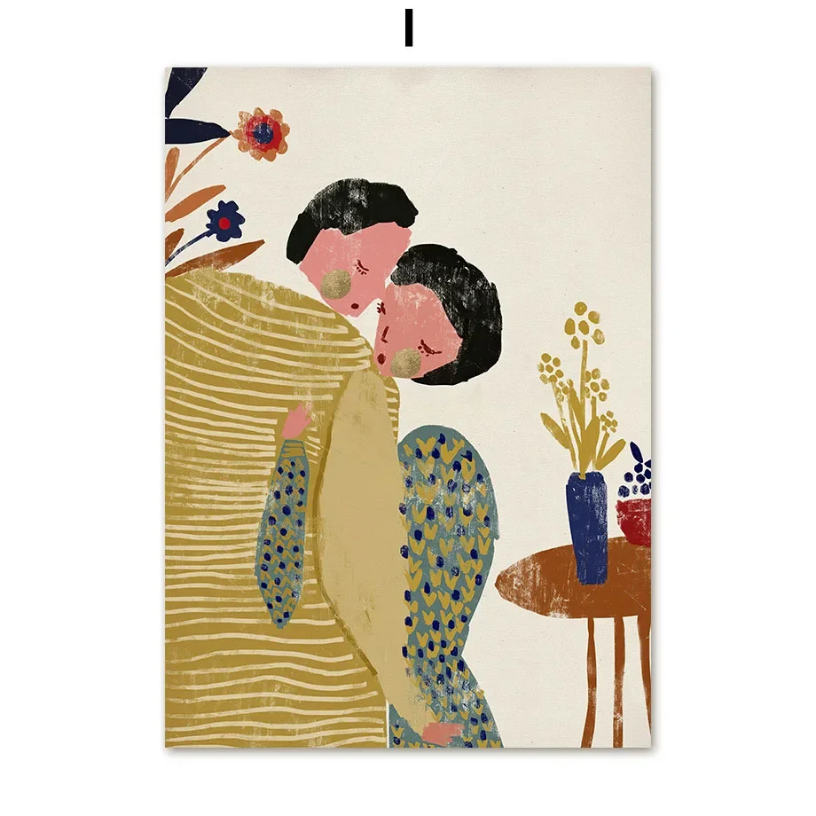 

Картина на холсте "Абстрактная женщина птица кошка цветок рыба пара"