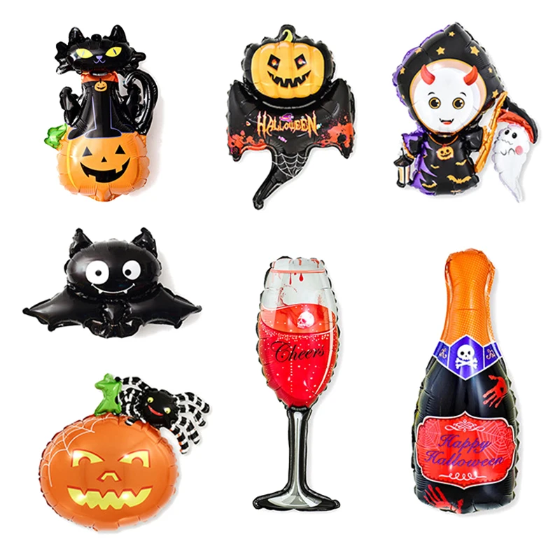 

5pcs Halloween Pumpkin Ghost Balloons bat spider witch monster head Foil Balloon Inflatable Kids Toys Globos Halloween Party Sup