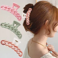new frosted chain hair claw clip for women plastic hairpin large hair clamp crab barrettes ladies ponytail girl hair accessories
