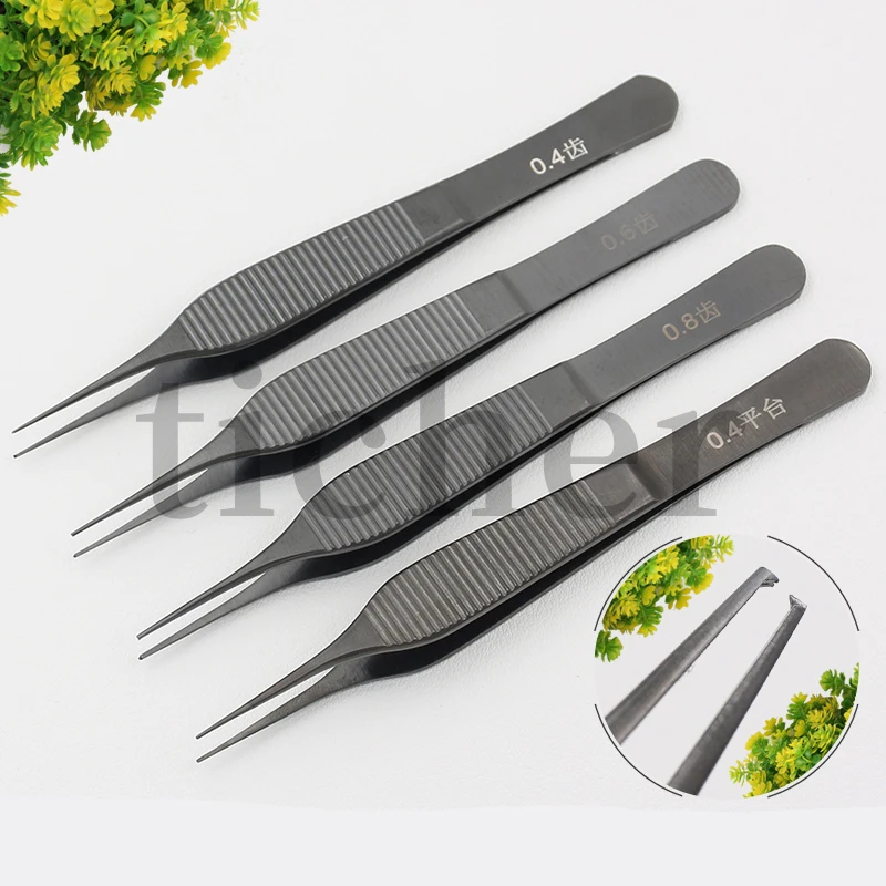 

Stainless Steel Edison Plastic Tweezers Double Eyelid Instruments Tools Fat With Tooth Hook Platform Ophthalmic