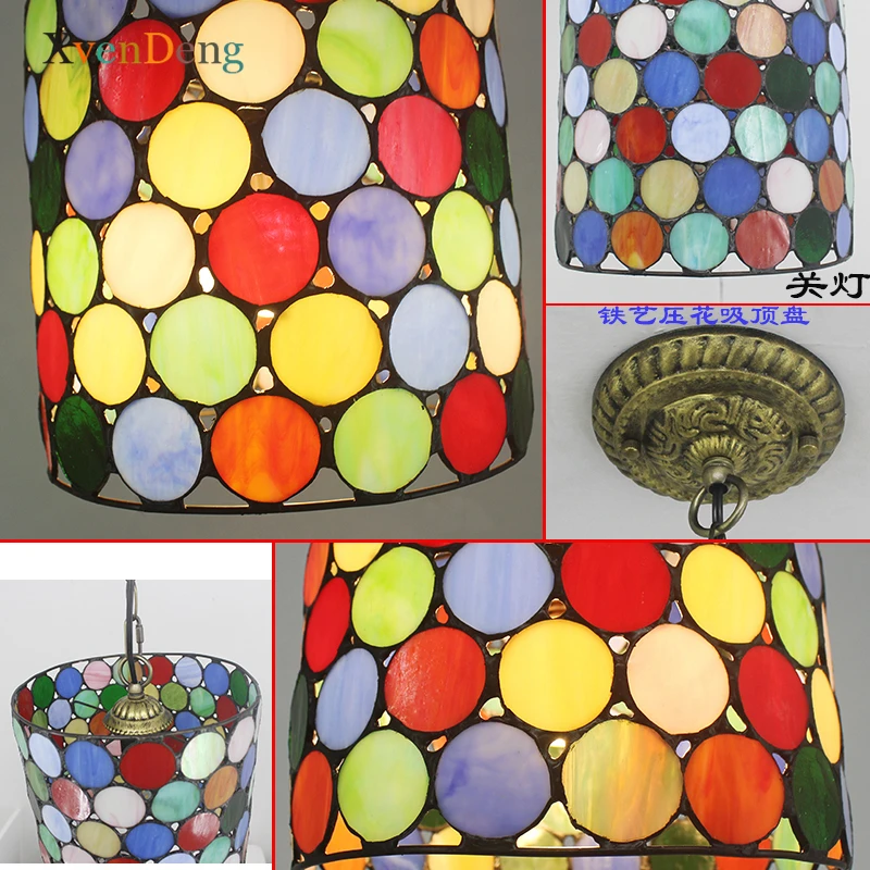 Витражные подвесные светильники Тиффани винтажные в средиземноморском стиле
