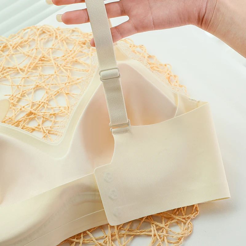 Sexy Women Underwear Lace Double Inner Support GatheredTop Support Comfortable Breathable thin Adjustable straps Seamless Bra