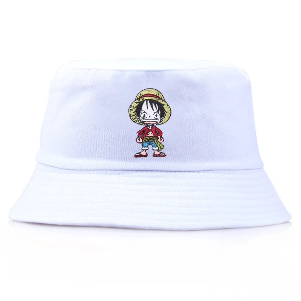 Панама с вышивкой Luffy цельная шапка унисекс плоская кепка шляпа для рыбалки Боб