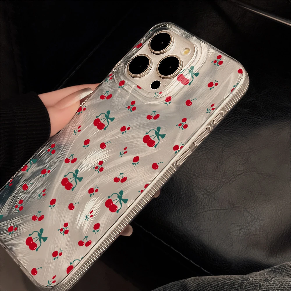 Фото Противоударный чехол для телефона с бантом и вишневым узором для Xiaomi Redmi Note 14 Pro + 13 12 Pro 11 10 Pro 5G 4G 14C 13C, жесткий чехол с перьевой нитью №4