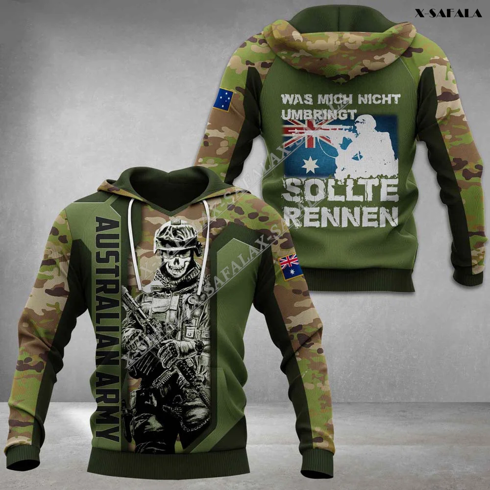 

Australia Soldier Army Skull Country Flag Custom Name 3D Print Elastic Force Hoodie Men's Tracksuit Outwear Coat Casual Tops