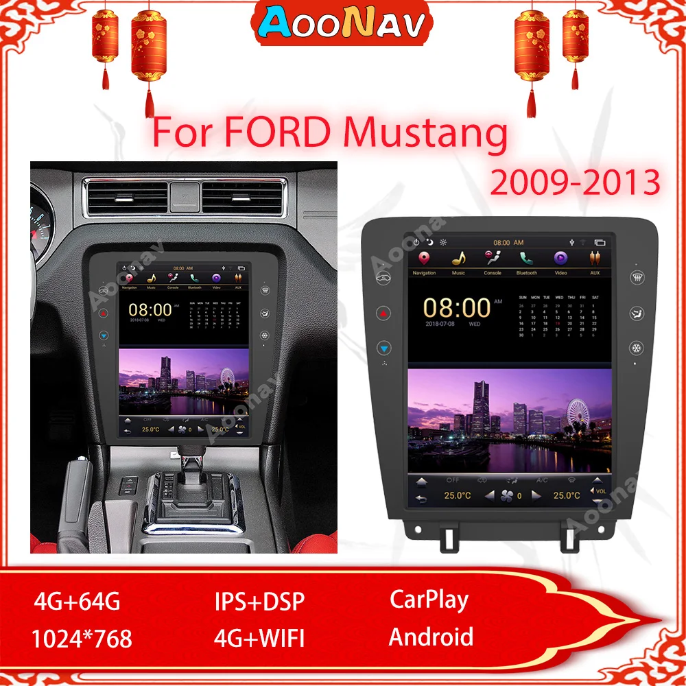 Автомобильное радио с экраном для FORD Mustang 2009 2010 2011-2013, автомобильное мультимедийное радио с GPS-навигацией, головное устройство