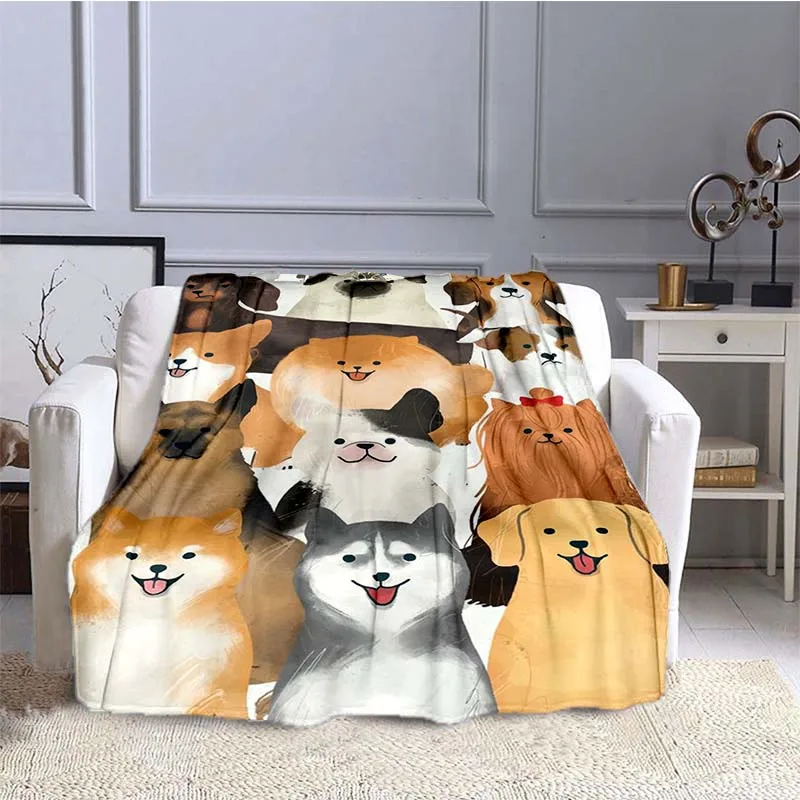 

Фланелевое Одеяло с принтом милой собаки, теплый мягкий легкий диван-кровать для гостиной, подарок для взрослых и детей