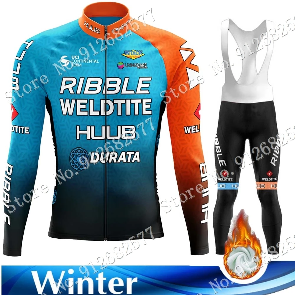 

2022 Winter HUUB Team Cycling Jersey Set Ribble Weldtite Long Sleeve Clothing Suit MTB Bike Road Pants Bib Ropa Ciclismo